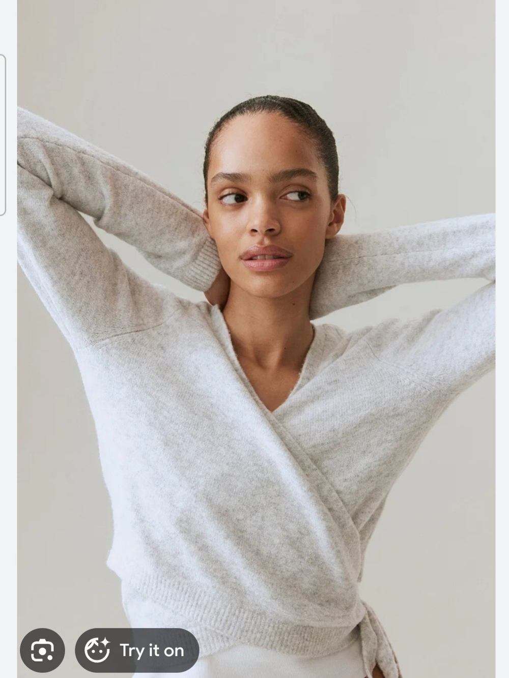 H&M NWT Cozy Knit Wrap Top & Wide-Leg Pants Set - Light Gray